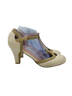 JC Shoes Womens Size 10 Beige Heels Buckle Sandals Strappy Buckle Pumps